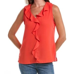 NWT Calvin Klein Women's Orange Ruffle Blouse ~ Size Large